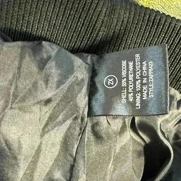 Fashion nova olive vintage washed faux leather bomber jacket size 2x - Picture 5 of 5